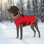 Mklhgty Large Dog Coat with Harness Built-in, Waterproof Reflective Fleece Lined - Warm Windproof Winter Jacket with Back Zipper, Cold Weather Snow Dog Coats - Red - 2XL