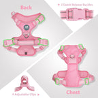 PoyPet No Pull Dog Harness, No Choke Reflective Dog Vest, Adjustable Pet Harnesses with 2 Leash Attachments with Easy Control Padded Handle for Small Medium Large Dogs(Light Pink Matching Trim,M)