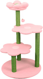 40" Flora Cat Tree – Fresh Floral Design with Removable Cozy Perch, Sisal Scratching Posts | Multi-Level Safe Climbing Furniture for Cats (Pink)