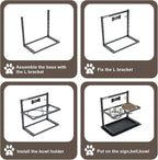 Elevated Dog Bowls with Slow Feeder for Large Dogs – Adjustable Raised Stand with 2 Stainless Steel Bowls & Spill-Proof Mat, Non-Slip Dog Feeder for Large & Medium Dogs (Black)
