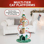 Cat Christmas Tree Multi Level Cat Tower with Scratching Posts Plush Condos and Holiday Cat Furniture Design Available in Multiple Styles and Sizes (Noble Fir, 66" H)