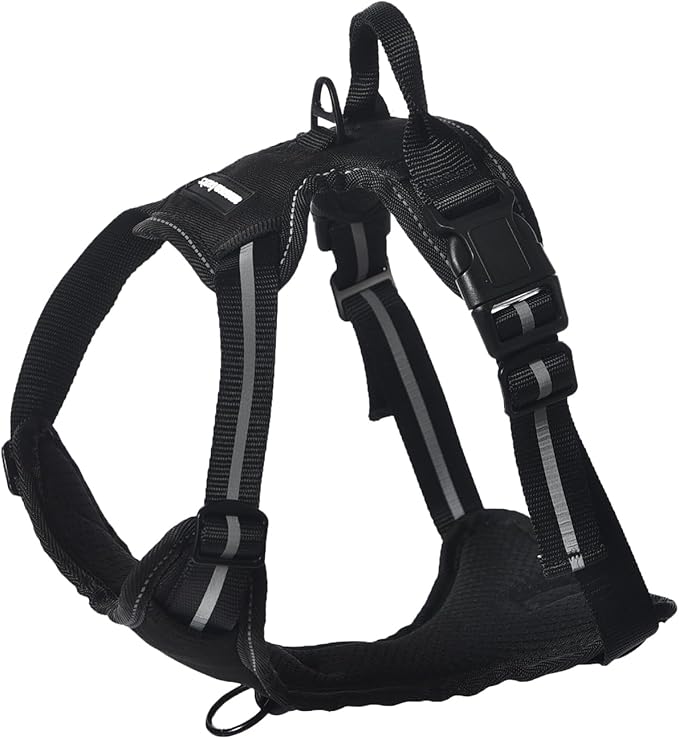 Amazon Basics No-Pull Dog Harness, Adjustable Soft Padded Vest with Reflective Stripes, Small, Black