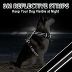 BARKBAY No Pull Dog Harness 3 Buckles Large Reflective Dog Harness with Front Clip and Easy Control Handle for Walking Training Running with ID tag Pocket(Black,M)