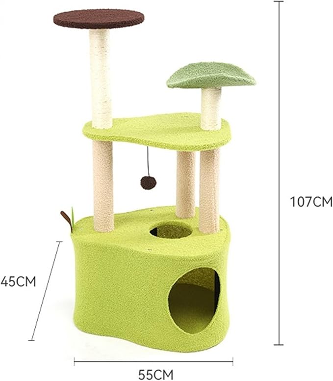 Cat Tree Activity Indoor Outdoor Post Avocado Cat Tree for Indoor Tower Cozy Top Perch Sisal Scratching Posts(54 * 107cm)