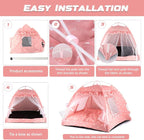 Pawstrip Dog Tent Indoor Cat House Pink Puppy Bed Portable Pet Teepe Princess Dog Camping Tent Outdoor Kitten Houses Cute Bunny Nest Girl Kitty Cave, Small (13.8" x 13.8" x 11.8")