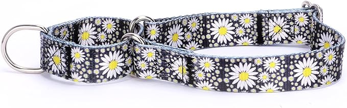 Serijoars Adjustable Martingale Dog Collar Heavy Duty Nylon Dog Collar for Medium Large Dogs Walking Training Boy and Girl Dogs (M, Little Daisy)