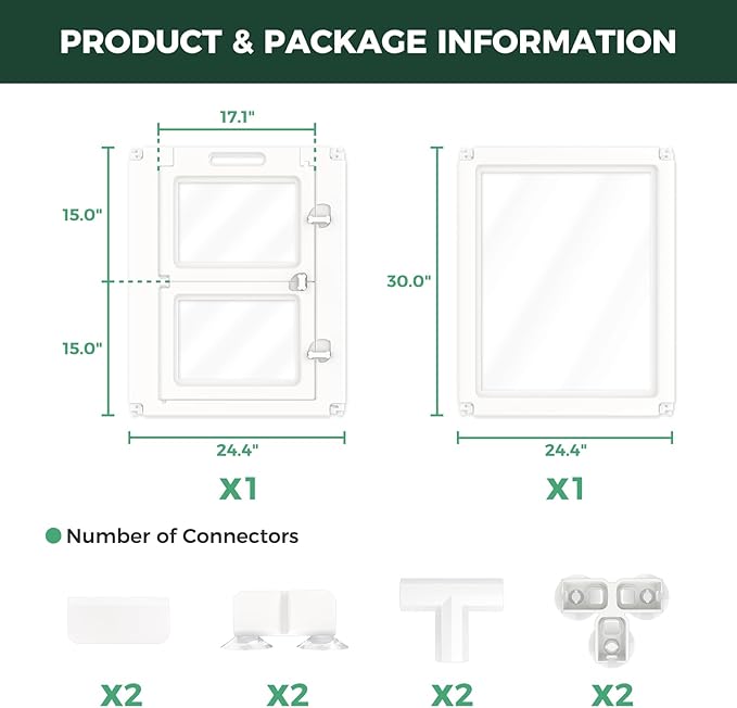 FXW AuraSpace Acrylic Indoor Whelping Box Add-On Panel Set, 30 Inch, 2 Panels, Includes 1 Split Gate + 1 Panel Only, for Newborn Puppies, White