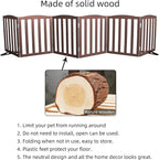 Freestanding Dog Gate Indoor,Doggie Gate Foldable Pet Gates for Doorways,Stairs or Hallways, Wooden Brown Pet Gate for the House, Pet Fence with Support Feet Included,32 "Height-6 Panels