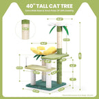 HYABi 40-Inch Avocado Cat Tree Tower - Small Garden Cat Condo with Multi-Level Activity Platform & Scratching Posts, Perfect for Indoor Kittens and Play