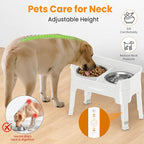URPOWER 3-in-1 Elevated Dog Bowls - Mess Proof Double Deck 4 Height Adjustable Raised Stand with 2 Stainless Steel Food Bowls & Licking Plate for Small, Medium & Large Dogs