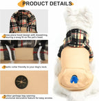 Dog Hoodie for Small Medium Large Dogs, Fleece Plaid Pet Hooded Clothes Sweater with Hat & Pocket for Cold Weather Winter,Warm Soft Pullover Sweatshirt Coat Outfit for Puppy Girls Boys Beige M