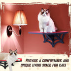 Gothic Wall Mounted Halloween Shelf Coffin Spider Web Style Cat Tree Wall Load Bearing up to 30 Lbs/ 14 kg Black Cat for Indoor