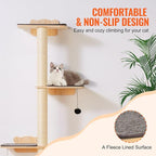 HAPPYBUY 4 Tiers Cat Tree, Cat Wall Furniture Set with 4 Jumping Boards, Wall-Mounted Cat Floating Shelf up to 40 lbs, 12 mm Pine Wood Cat Perch for Sleeping, Playing and Climbing