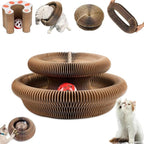 Kitty Curlz Cat Scratcher for Indoor Cats - Magic Organ Interactive Cat Toy with Bell Ball, Upgraded Durable Cardboard Scratching Board for Cats & Kittens, Anxiety Relief