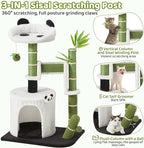 Erinnyees Panda Cat Tree, 30.7" Cat Tower with Self Groomer, Scratching Post, Cat Condo and Hang Ball, Bamboo Leaf Shape Design