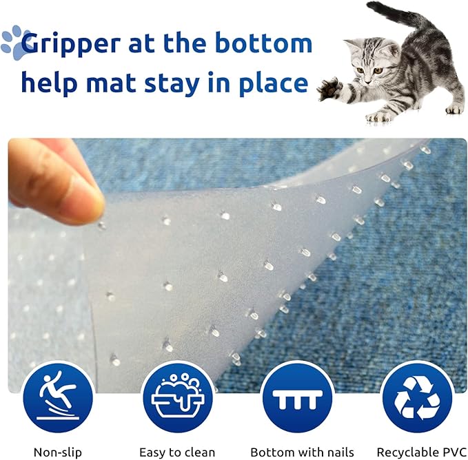 Carpet Protector for Pets Carpet Protector for Doorway, Anti Scratch Under Door Cat Scratch Protector Mat, Cat Barrier Mat Easy to Cut Plastic Stopper (Clear, 3.6FT-2pack)