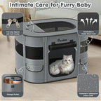 Dog Playpen, Portable Pet Cat PlayPen, 600D Oxford Dog Kennel Tent Crate, Waterproof&Breathable, Indoor Outdoor Travel Camping for Medium/Large Breed with Carrying Case+Folding Bowl(M), Charcoal Gray