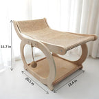 Sisal Cat Scratcher Chair, Elevated Cat Lounge Beds for Indoor Cats, Wooden Pet Hammock Couch for Scratching, Natural