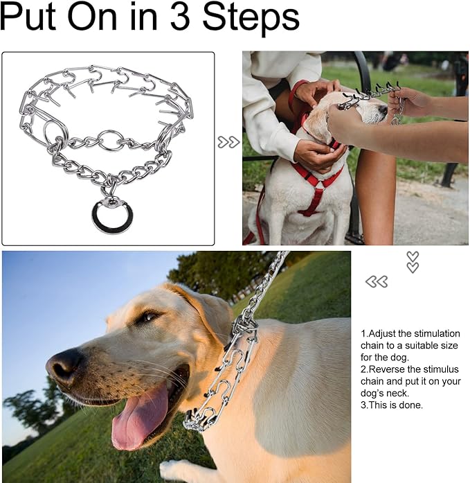 Darkyazi Durable Pinch Collar Stainless Steel Dog Adjustable Pet Training Collar for Medium Large Dogs (X-Large (Pack of 1), Silver)
