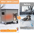 Rockever Insulated Outdoor Dog House Liner, Dog House Outdoor Indoor for Large Dogs, Plastic Elevated Outdoor Dog House Waterproof Dog Kennel with Window, Clean Easily (Only Liner)