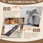 Pawaboo Dog Ramp for Small Dog, 57'' Foldable Dog Ramp for Bed, 5 Adjustable Height from 19.7'' to 30'', Portable Stable Pet Steps with Dogs Tag & Safety Side Rails, Pet Ramps for Bed Couch