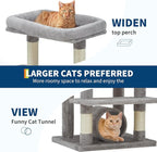 74" Tall Cat Tree for Large Cats with Scratching Posts, Condo, Perches, Hammock, Tunnel & Feeding Station