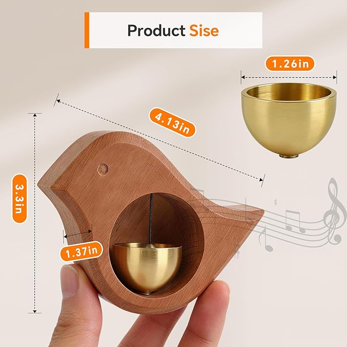 Bird Shape Shopkeepers Bell for Door Opening – Magnetic Wooden Door Chime & Brass Wind Bell for Business Entrance, Home Decor – Cute Bird Alert for Fridge, Porch, Barn Door No Battery