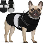 KOESON Dog Coat, Warm Dog Winter Jacket with Harness, Waterproof Pet Cold Weather Coats with Fleece Lining, Reflective & Windproof Snowsuit Sweater for Schnauzer, Yorkshire, Dachshund, Black S