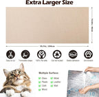 Cat Scratch Mat - 78.74"x15.74" Self-Adhesive Anti Scratching Pad for Couch, Trimmable DIY Cat Sofa Furniture Wall Cat Tower Protector, Replacement Pads for Pet Couch Protector from Claws Beige