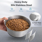 304 Stainless Steel Dog Bowls Set of 2, Anti Rust Metal & Non Slip Rubber Base, Heavy Duty Large Feeding Dishes, Food Grade BPA Free, Food and Water Bowl for Medium Dogs (48oz, 6cup)