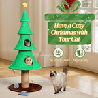 59 Inches Christmas Cat Tree for Indoor, Cat Tower with 2 Condos and Scratching Post,Christmas Tree Party Decoration Activity Center Play House (Green-1)