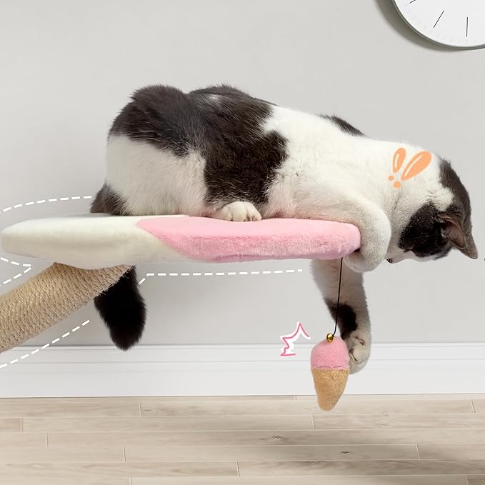 KAMABOKO 64.2" Flower Cat Tree, Cute Cat Tree House for Indoor Cats, Cloud Cats Tree Tower with Cat Condo, Sisal Scratching Posts, Hanging Toys for Playing
