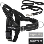 Lukovee No Pull Dog Harness & Leash Set - Heavy Duty Dog Vest Harness with Soft Padded for Medium Large Dogs, Adjustable Reflective Tactical Pet Harness for Easy Walk and Training (S, Black)