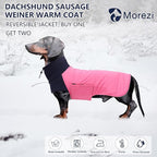 Dachshund Dog Coats Jacket fit for Dachshunds Corgi Weiner Reversible Winter Coat Padded Cotton Lining high Collar Dog Suit in Autumn Winter - Pink - M