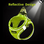 AMTOR Small Dog Harness with Leash Set, No Escape Easy Walk Puppy Harnesses for Training Walking, Step-in Reflective Soft Dogs Vest for XS S Medium Extra-Small Large Sized Dog(L Size,Green/White)