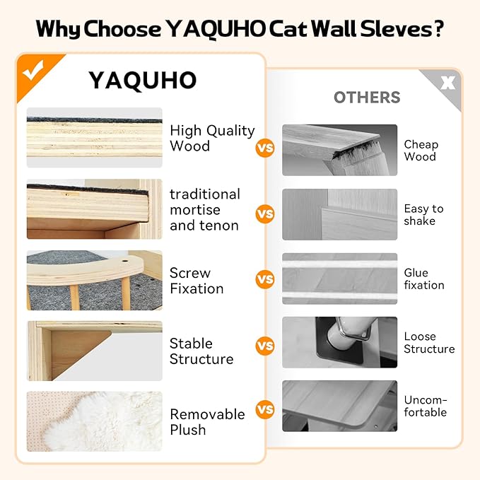 Cat Shelves for Wall, Corner Cat Wall Shelf with 3 Wide Steps, Wooden Wall Mounted Cat Shelf for Indoor Cats, 30 lb Capacity, Removable Plush Pads, Cat Climbing Perch Set for Large Cats