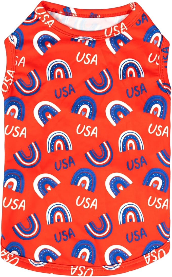 CuteBone 4th of July Dog Shirts 2-Pack Soft Pet Clothes Breathable Summer Vest for Small Puppy and Stretchy Cat Apparel 2BX18XL