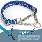 Heavy Duty Chain Dog Collar - No-Pull Martingale Choke Collar with Adjustable Slip Training Collar for for Medium, Large & XL Dogs（Elephant M）