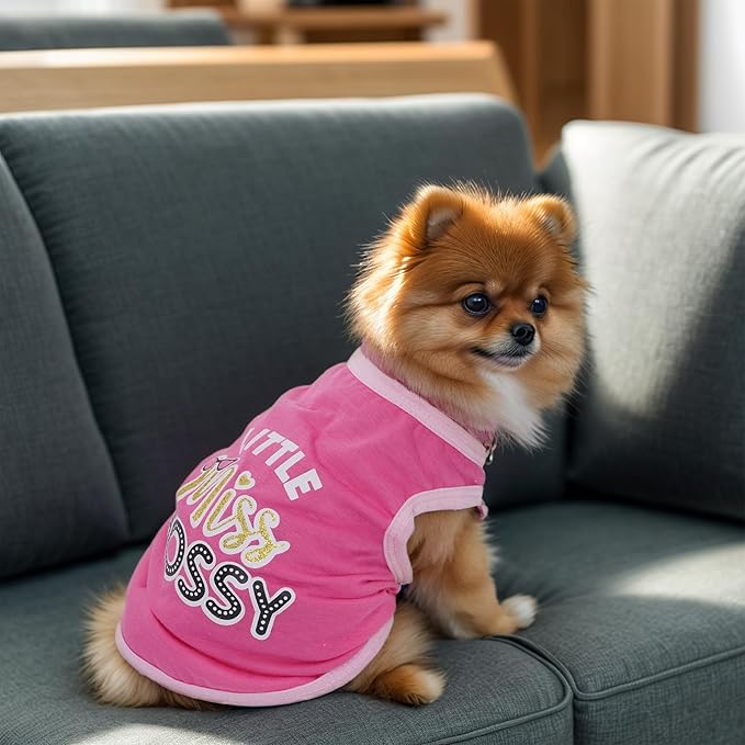 4 Pack Dog Shirts Summer Printed Puppy Clothes Cute Sleeveless Pet T Shirts Dog Clothes for Small Medium Dogs Cats Girl(M)