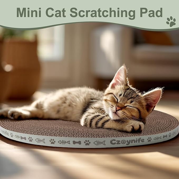 Round Cat Scratcher Pad 10 Inch Diameter - 3/5 Inch Thick Cardboard Refill, Universal for Round Scratching Posts, Standalone for Indoor Cats (1 PCS)