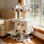 Tangkula 30 Inch Small Cat Tree, Unique Cat Tower with Jute Scratching Post, 2-Door Condo, Padded Top Perch, Jumping Platforms, Cow Print Aesthetic Cat Tree for Indoor Cats