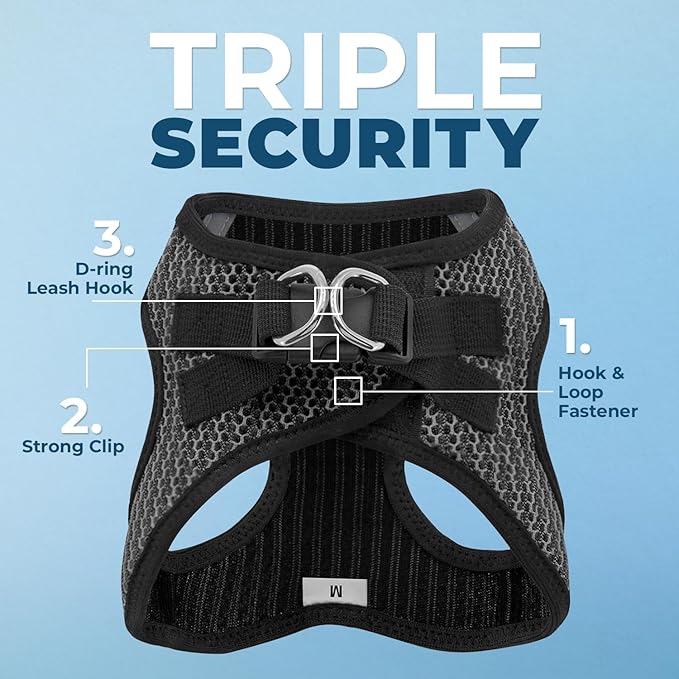 Best Pet Supplies - All Weather Mesh/Plush, Reflective, No Pull Harness for Small, Medium Dogs, Cats - Secure with Hook & Loop Fastener, Buckle, Double D-Rings - Gray 2-Tone, XS