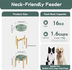 Ceramic 1.6 Cup Raised Slow Feeder Dog Bowl Set, Elevated Wooden Stand for Medium and Large Dog, 8.2inch Puzzle Slow Dish, Anti-Gulping(Light Green, Single Bowl+ Stand)
