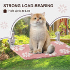Cat Window Perch, Foldable Cat Window Hammock with Cute 3D Textured Flower Cover and Strong Suction Cups, Cordless Window Seat Bed for Indoor Cats (Pink, Large)