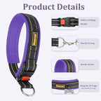 Mayerzon 1.5" Wide Martingale Collar for Large Medium Small Dogs Pitbull German Shepherd, No Pull Reflective Slip Martingale Dog Collar with Buckle Soft Padded for Walking Training(Purple,L)