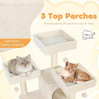 Tangkula 65 Inch Tall Cat Tree, Multi-Level Cat Tower with Sisal Scratching Posts & Board, 2 Condos, 3 Plush Top Perches, Adjustable Basket, 3 Hanging Balls for Indoor Cats (Beige)