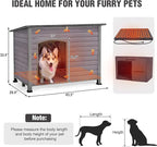 43.3'' Large Heated Outdoor Dog House Weatherproof with Anti-bite Metal Frame, Insulated Dog Kennel with Heating Pad for Outside, Dog Shelter for Small to Large Dogs (Grey)