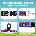 Valentines Martingale Collar for Dogs with Buckle No Pull Adjustable Nylon Limited Slip Training Dog Collars (Purple Love, Large)
