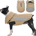 IECOii Dog Coat Waterproof - Adjustable Outdoor Dogs Cold Weather Coats & Reflective Winter Jacket with Broad Chest Breeds, Hunting Vest Jackets for Small Dogs, Rainy, Snowy, Khaki, Sizes M
