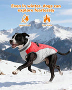 Dog Winter Coat for Small Dogs, Adjustable Puppy Warm Jackets in Cold Weather, Reflective Pet Fleece Vest with External Attachment Points, Zippered Cold-Weather Dog Winter Clothes, S Red